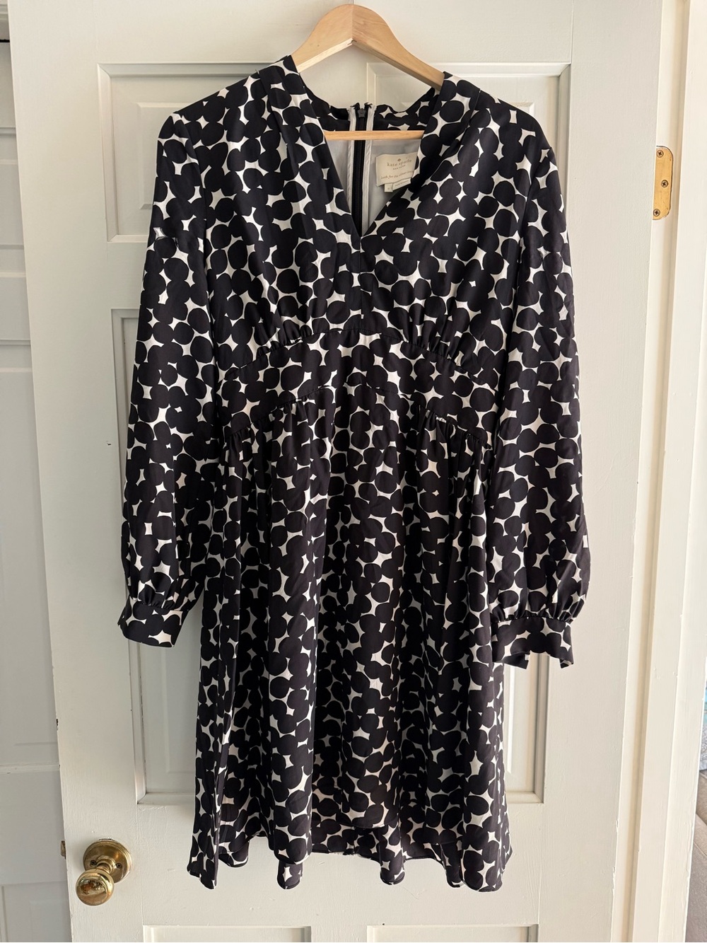 kate spade Black and White Printed Long Sleeve Dress